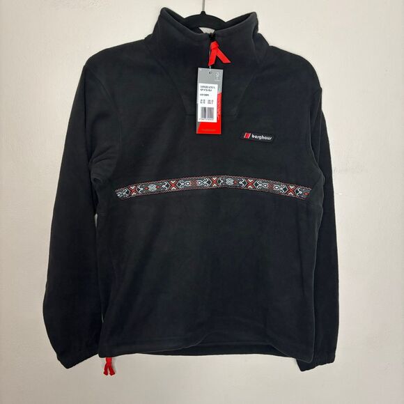 Berghaus Fleece‎ Women's Extra Small Black Oversized Aztec Half Zip Jacket Cozy - Picture 1 of 7